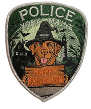 Load image into Gallery viewer, Major the Comfort Dog York Maine PD Halloween glow in the dark patch!
