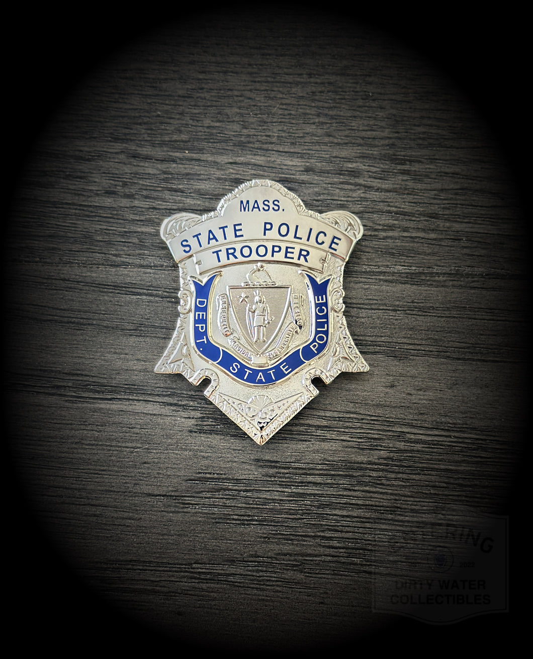 Replica Traditional Silver Massachusetts State Police badge