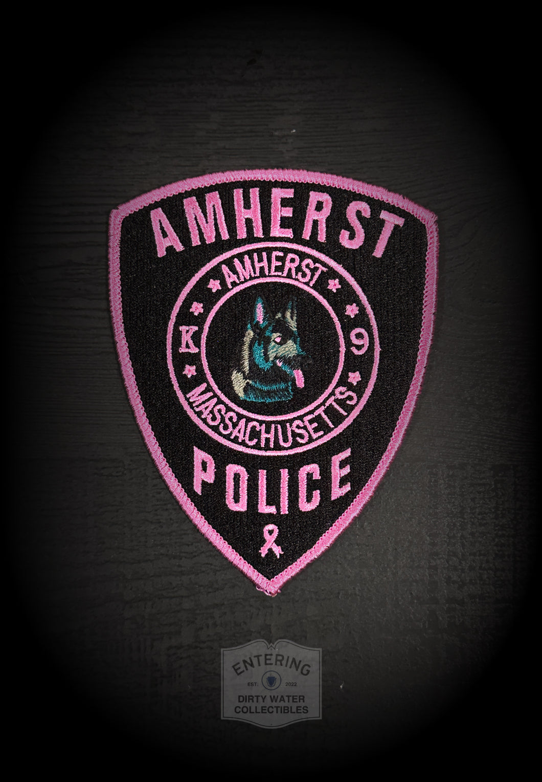 Amherst MA Police K9 Unit Embroidered Breast Cancer Awareness Patch